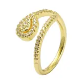 Brass with Cubic Zirconia Open Cuff Ring