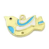 Real 18K Gold Plated Brass Enamel Robin Bird Pendants