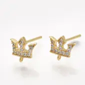 Brass Cubic Zirconia Stud Earring Findings