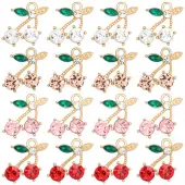 24Pcs 4 Colors Light Gloden Alloy Glass Pendants