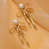 304 Stainless Steel ABS pearl Earrings