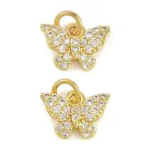 Brass Micro Pave Clear Cubic Zirconia Charms