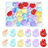 30Pcs 6 Colors Transparent Spray Painted Glass Pendants