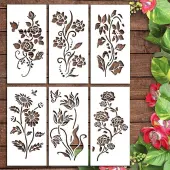 6Pcs Flower PET Painting Stencils