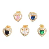 Cubic Zirconia Heart Stud Earrings