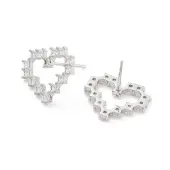 Heart Rack Plating Brass with Clear Cubic Zirconia Stud Earrings for Women