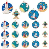 30Pcs 5 Style Alloy Enamel Pendants