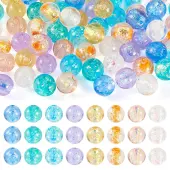 64Pcs 8 Colors Handmade Foil Lampwork Beads