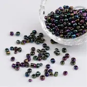 6/0 Electroplated Iris Round Glass Seed Beads