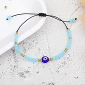 Adjustable Glass Evil Eye Brided Bead Bracelet