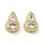 Brass Micro Pave Cubic Zirconia Beads