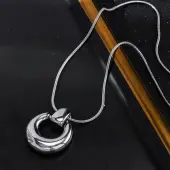 304 Stainless Steel Ring Pendant Snake Chain Necklaces