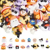 SUNNYCLUE 96Pcs 16 Styles Halloween Theme Opaque Resin Decoden Cabochons
