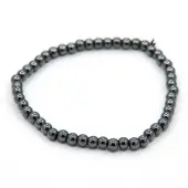 Elastic Non-Magnetic Synthetic Hematite Beaded Stretch Bracelets