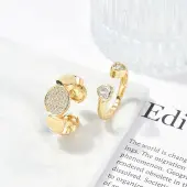 Brass Micro Pave Clear Cubic Zirconia Open Cuff Rings for Women