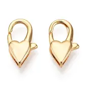Brass Heart Lobster Claw Clasps