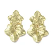 Rack Plating Brass Leaf Dangle Stud Earrings