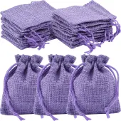 Beebeecraft 24Pcs 9x7cm Burlap Bags with Drawstring Purple Packing Pouches Bags for Gifts Jewelry on Halloween Thanksgiving Christmas