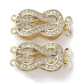 Brass Micro Pave Clear Cubic Zirconia Box Clasps