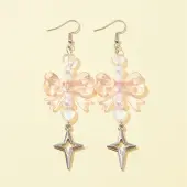 Bowknot & Heart Acrylic Dangle Earrings for Women