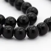 Black Opaque Glass Round Beads Strands