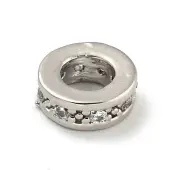 Brass Micro Pave Clear Cubic Zirconia European Beads