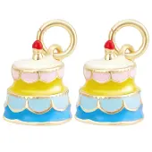 Beebeecraft 1 Box 6Pcs Birthday Cake Charms Real 18K Gold Plated Brass Enamel Food Dessert Pendant Charms for DIY Bracelet Jewelry Making