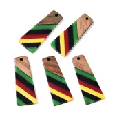 Jamaican Colour Epoxy Resin & Walnut Wood Pendants