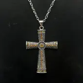 Platinum Alloy Rhinestone Cross Pendant Necklaces
