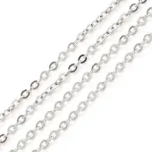 Anti-Tarnish Rhodium Plated 925 Sterling Silver Flat Cable Chains