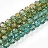 Baking Paint Transparent Glass Beads Strands