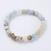 Natural Flower Amazonite Beads Stretch Bracelets