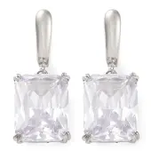 Brass Pave Cubic Zirconia Rectangle Hoop Earrings for Women