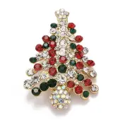 Colorful Christmas Tree Rhinestone Brooch