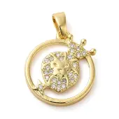 Brass Micro Pave Clear Cubic Zirconia with Acrylic Pendants
