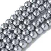 Baking Painted Pearlized Glass Pearl Round Bead Strands