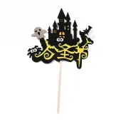 Felt Cloth & Paper Halloween Castle Cake Insert Card Decoration