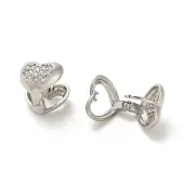 Heart Rack Plating Brass Micro Pave Clear Cubic Zirconia Hoop Earrings
