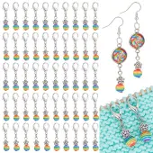 50Pcs Round Stripe Resin Pendant Stitch Markers