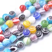 Handmade Millefiori Glass Round Beads Strands