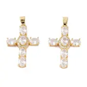 Brass Micro Pave Clear Cubic Zirconia Pendants
