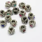 Alloy Rhinestone European Beads