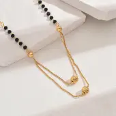 Fashionable Brass & Natural Black Onyx(Dyed & Heated) Round Pendant Necklaces for Women