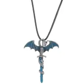 Alloy Enamel Dragon Wrapped Sword Pendant Necklaces