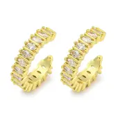 Brass Micro Pave Cubic Zirconia Cuff Earrings