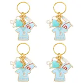 4Pcs Alloy Enamel Keychain