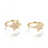 Golden Plated Brass Micro Pave Cubic Zirconia Cuff Earrings