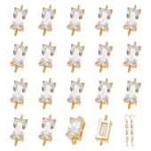 20Pcs Long-Lasting Plated Brass Clear Cubic Zirconia Connector Charms