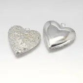 Filigree Heart Rack Plating Brass Photo Locket Pendants
