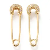 Brass Micro Pave Clear Cubic Zirconia Safety Pins